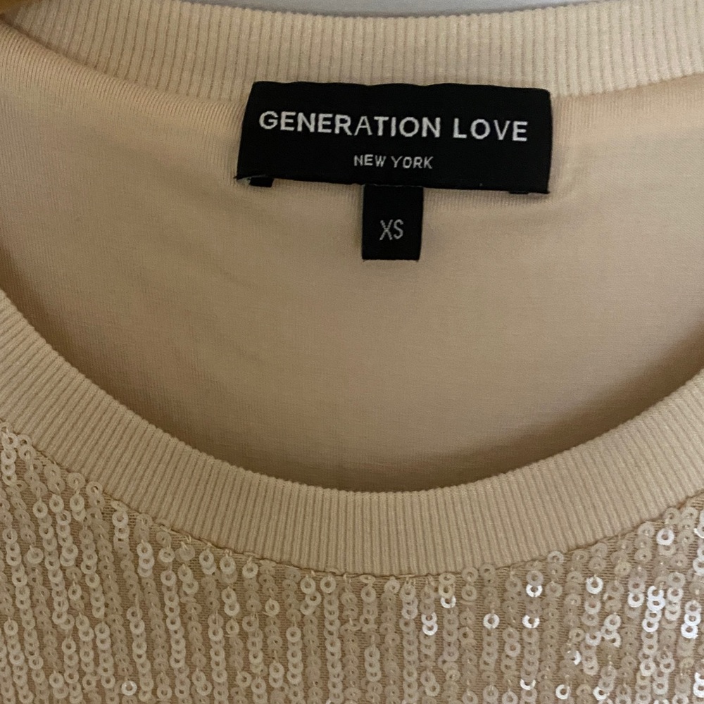 Generation Love Sparkling Beige Lined Sequin Top - Picture 2 of 6